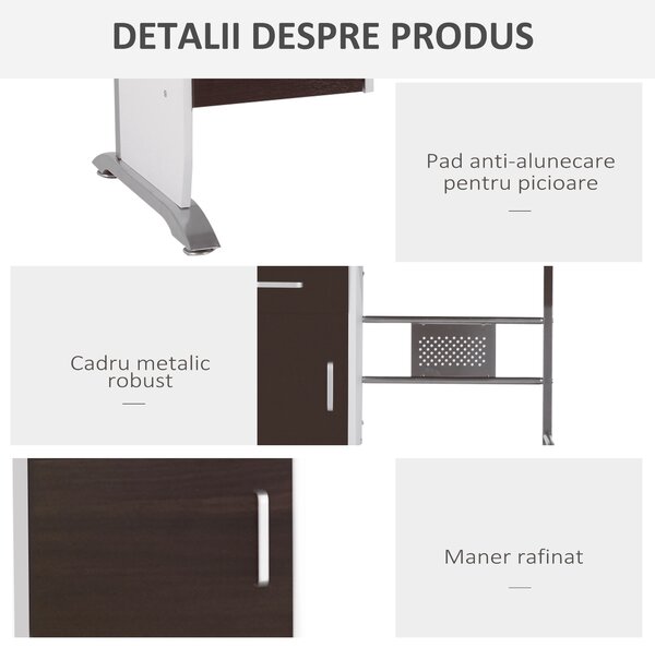 HOMCOM Birou pentru PC cu Sertare din Lemn, Masă pentru Calculator, 100x52x75 cm, Maro | Aosom Romania