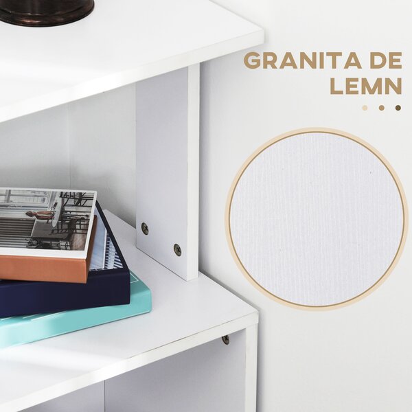 HOMCOM Masă Birou Colt cu 5 Rafturi Spațioase, Design Contemporan, Alb, 120x100x74 cm | Aosom Romania