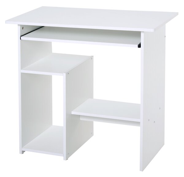 HOMCOM Birou Ergonomic Spațiu Optimizat, Alb, PAL/Metal, 80x45x75cm | Aosom Romania