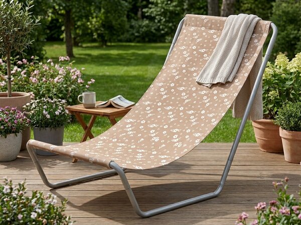Sezlong pliabil de plaja SAND FLOWERS, rosu