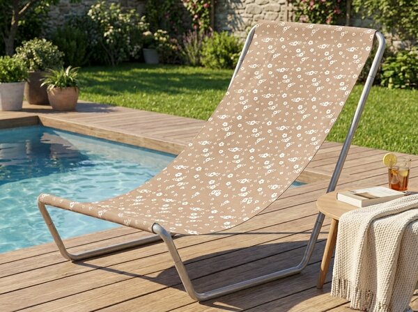 Sezlong pliabil de plaja SAND FLOWERS, rosu