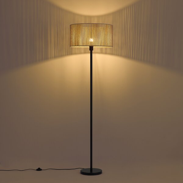Simplo Floor Lamp: Black Frame with Beige Paper Rope Shade (50/50/25)