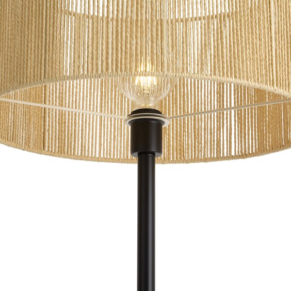 Simplo Floor Lamp: Black Frame with Beige Paper Rope Shade (50/50/25)
