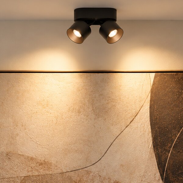 Modern Surface Spotlight Black GU10 50mm 2-Light Tiltable - Echo