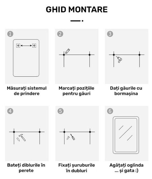 Oglindă LED Dreptunghiulară (80x60 cm), 3 Moduri Iluminare (Lumină Rece, Naturală, Caldă), Intensitate Reglabilă, Funcție Dezaburire, Ramă Aluminiu, Control Tactil (Touch)