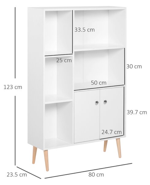 Biblioteca cu Picioare din Lemn din Pin Alb 80 x 23.5 x 118cm HOMCOM | Aosom Romania