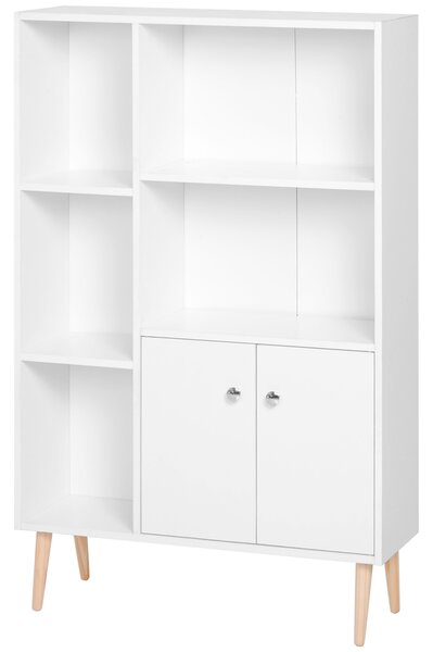 Biblioteca cu Picioare din Lemn din Pin Alb 80 x 23.5 x 118cm HOMCOM | Aosom Romania