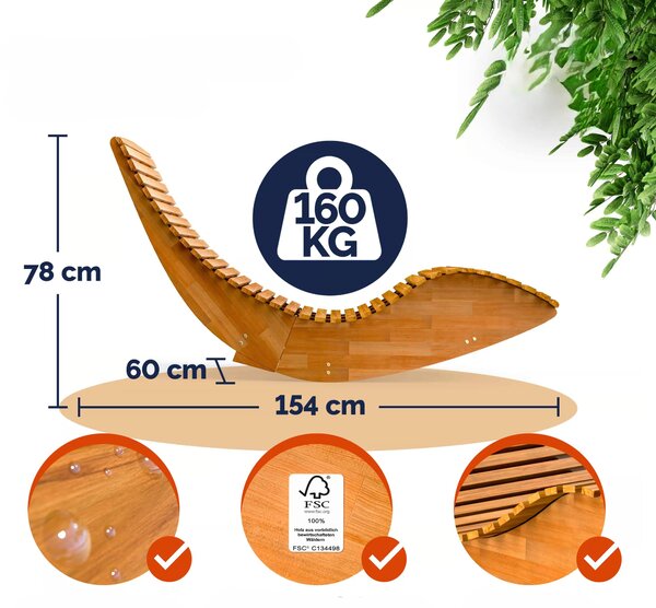 Deuba Șezlong ergonomic - acacia