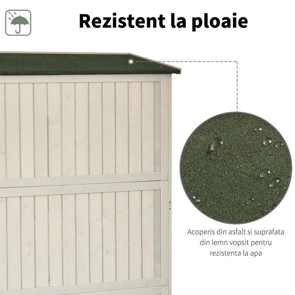 Sopron de Gradina din Lemn de Brad Outsunny cu Usa Dubla, Magazie Scule, 127,5x50x164cm | Aosom Romania
