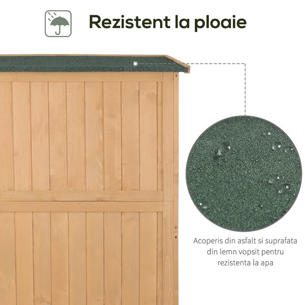 Casuta de gradina Outsunny pentru scule din lemn de brad cu rafturi 127.5x50x164 | Aosom Romania