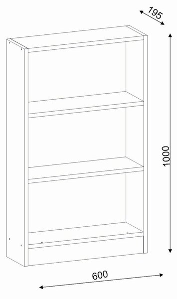 Biblioteca UnicUtil, 60 x 100 x 19.5 cm, Alb