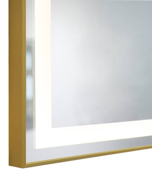 Oglindă LED Dreptunghiulară (80x60 cm), 3 Moduri Iluminare (Lumină Rece, Naturală, Caldă), Intensitate Reglabilă, Funcție Dezaburire, Ramă Aluminiu, Control Tactil (Touch)