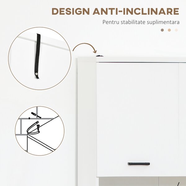 Kleankin Dulap pentru Baie din PAL, Design Anti-Răsturnare, cu 2 Dulapioare și 2 Rafturi Deschise, 80x33.5x190 cm, Alb | Aosom Romania
