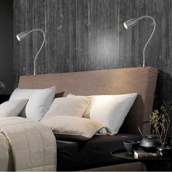 FISCHER & HONSEL Aplică LED Sten dimabilă, control prin gesturi, reglabil, Gri, dormitor, Metal, Modern