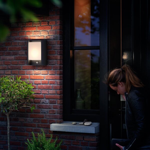 Philips LED lampă pentru exterior Arbour cu senzor 1 bec 2.700 K, Negru, Metal, Modern