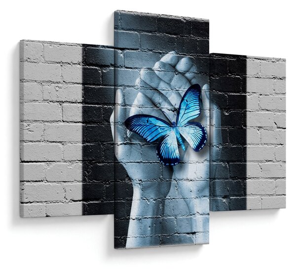 Tablou cu flutere albastru pe perete (90x60 cm)