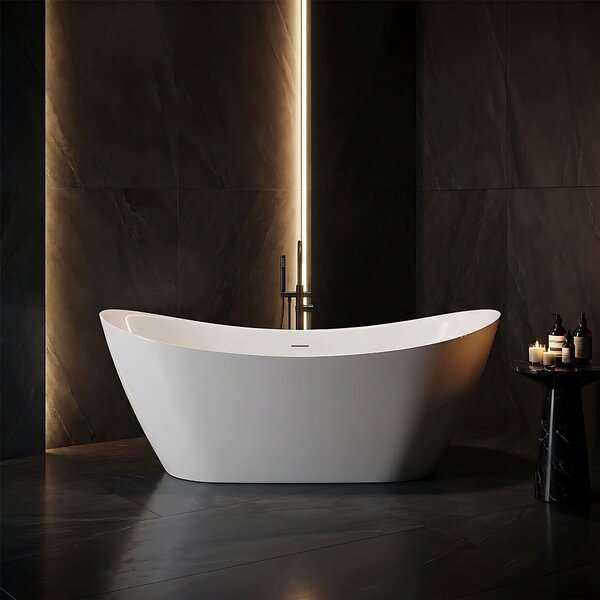 Cadă de baie independentă Rea FERRANO Slim 1800×800×745 mm, albă, capac de scurgere alb, REA-W0082