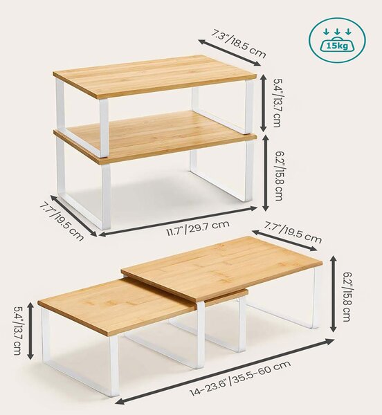 Set de organizatoare din bambus CEZAR, 4 piese, maro/albă SongmicsHome
