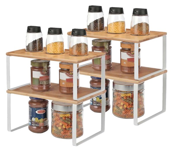 Set de organizatoare din bambus CEZAR, 4 piese, maro/albă SongmicsHome