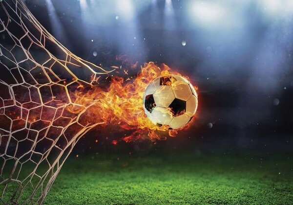 Tapet foto pentru copii minge de fotbal care arde - 13896 - Fototapet24.ro
