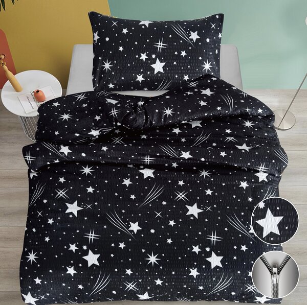 Lenjerie de pat creponata NIGHT SKY negru Dimensiune lenjerie de pat: 70 x 90 cm | 140 x 200 cm