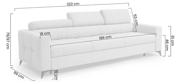 Canapea extensibilă Nardo - chenille gri Vibe 95