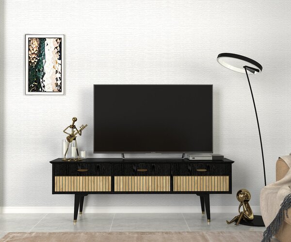 Comodă televizor Black Elegance, 150 x 35 x 49.7 cm, Negru-Maro, UnicUtil