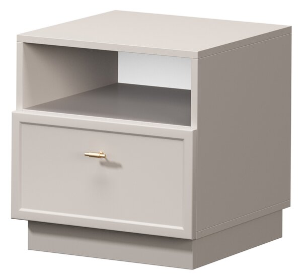 Noptieră cu sertar Lorini 45 cm - cașmir / mânere aurii T-bar