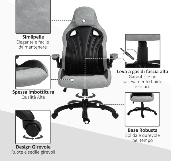 Scaun gaming Vinsetto cu balansoar, 72.5x74x119.2-127.5cm | Aosom RO