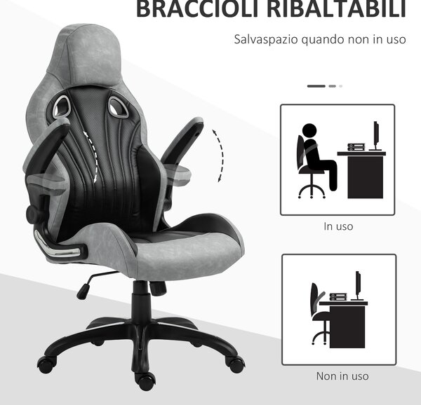 Scaun gaming Vinsetto cu balansoar, 72.5x74x119.2-127.5cm | Aosom RO