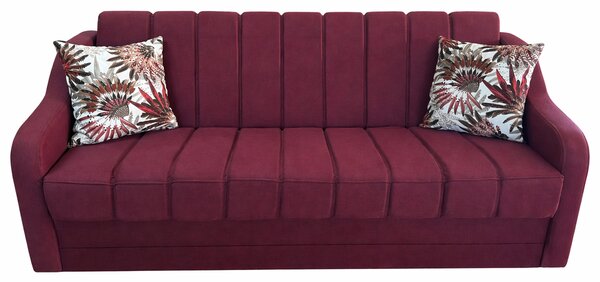 Canapea ALEX extensibila, 3 locuri, cu lada de depozitare, stofa rosu bordo, 220x90x90 Rosu Bordo
