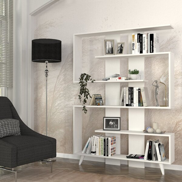 Biblioteca cu Design Modern UnicUtil, 120 x 20 x 162 cm, Alb