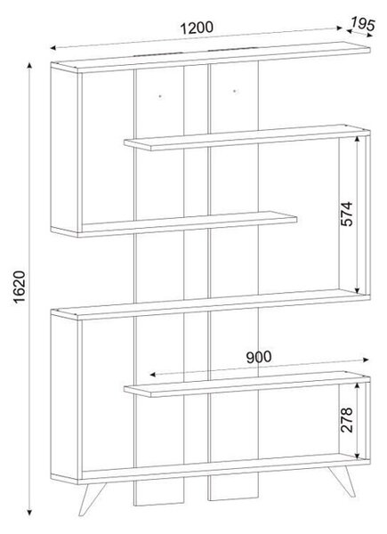 Biblioteca cu Design Modern UnicUtil, 120 x 20 x 162 cm, Alb