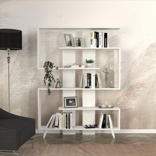 Biblioteca cu Design Modern UnicUtil, 120 x 20 x 162 cm, Alb