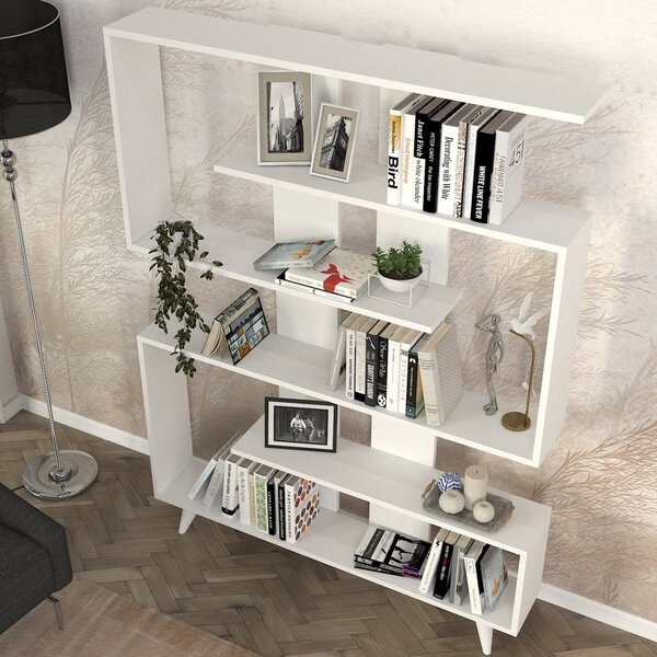 Biblioteca cu Design Modern UnicUtil, 120 x 20 x 162 cm, Alb