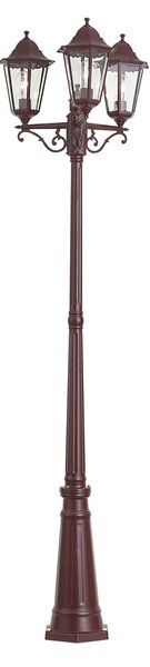Felinar clasic de exterior roșu închis 220 cm cu 3 lumini IP44 - Havana