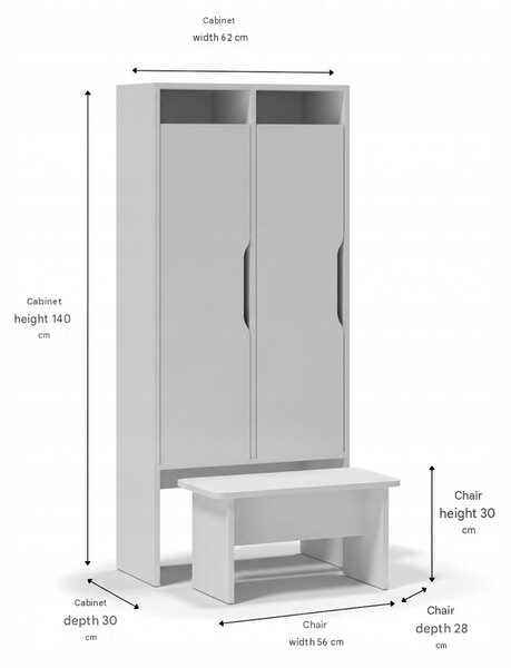 Dulap pentru copii cu bancă, mobilier pentru vestiar destinat grădinițelor – Sonoma, albastru, roz