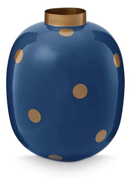 Vaza decorativă, din metal, Pip Studio, Dots Navy/Gold, 32 cm, colecția Dot Delight