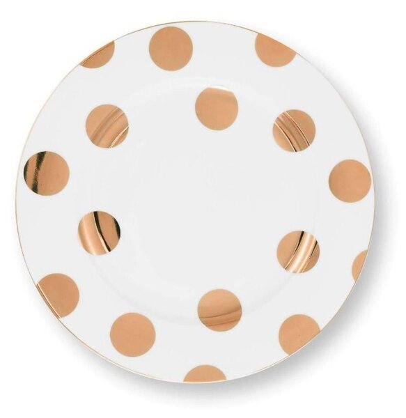 Set 2 farfurii din porțelan, Pip Studio, Breakfast, Dot Delight White, 23 cm, colecția Dot Delight