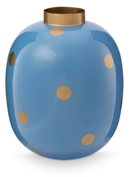 Vaza decorativă, din metal, Pip Studio, Dots Light Blue/Gold, 32 cm, colecția Dot Delight
