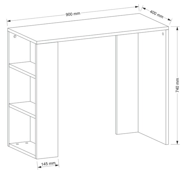Birou Simplu, Design Modern, UnicUtil, 90 x 40 x 73.8 cm, Alb, UUDESK03