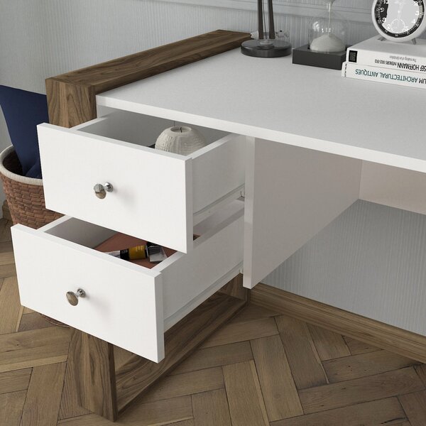 Birou Spațios, Urban Workspace, UnicUtil, 155 x 60 x 72 cm, Alb-Maro, UUDESK01