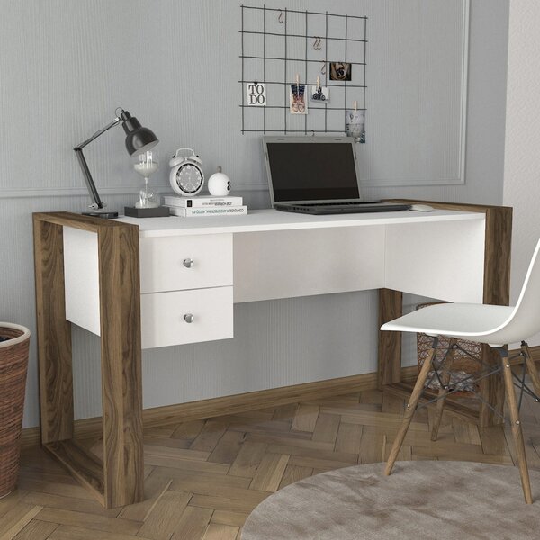 Birou Spațios, Urban Workspace, UnicUtil, 155 x 60 x 72 cm, Alb-Maro, UUDESK01