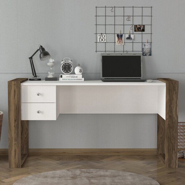Birou Spațios, Urban Workspace, UnicUtil, 155 x 60 x 72 cm, Alb-Maro, UUDESK01