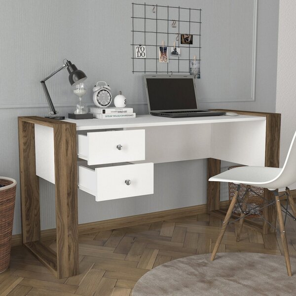 Birou Spațios, Urban Workspace, UnicUtil, 155 x 60 x 72 cm, Alb-Maro, UUDESK01