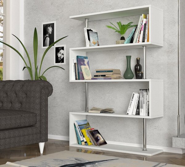 Biblioteca, Geometric Haven, UnicUtil, 90 x 25 x 129 cm, Alb, UUBIB06