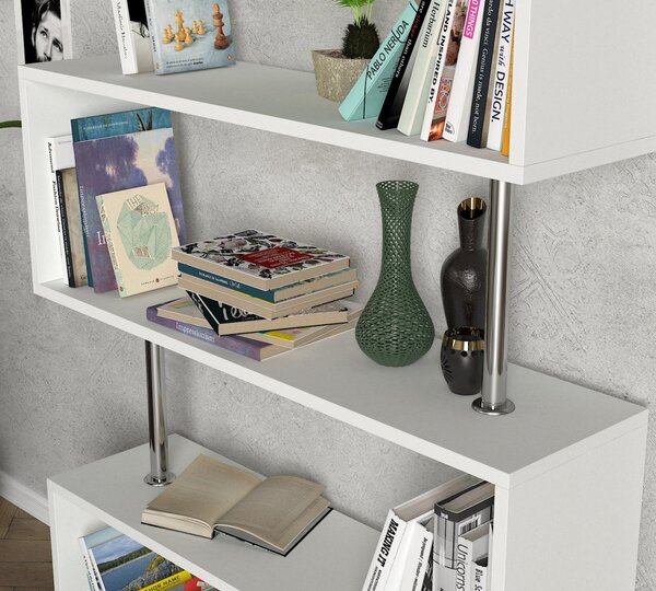 Biblioteca, Geometric Haven, UnicUtil, 90 x 25 x 129 cm, Alb, UUBIB06