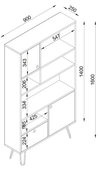 Biblioteca, Style Hub, UnicUtil, 90 x 25 x 160 cm, Nuc, UUBIB21