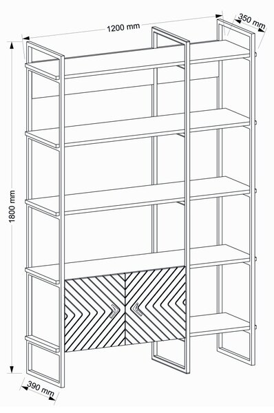 Biblioteca, Modern Zen, UnicUtil, 120 x 39 x 180 cm, Maro, UUBIB23