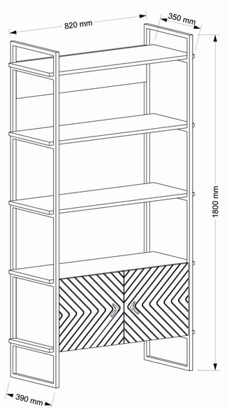 Biblioteca, Geometric Style, UnicUtil, 82 x 39 x 180 cm, Maro, UUBIB25